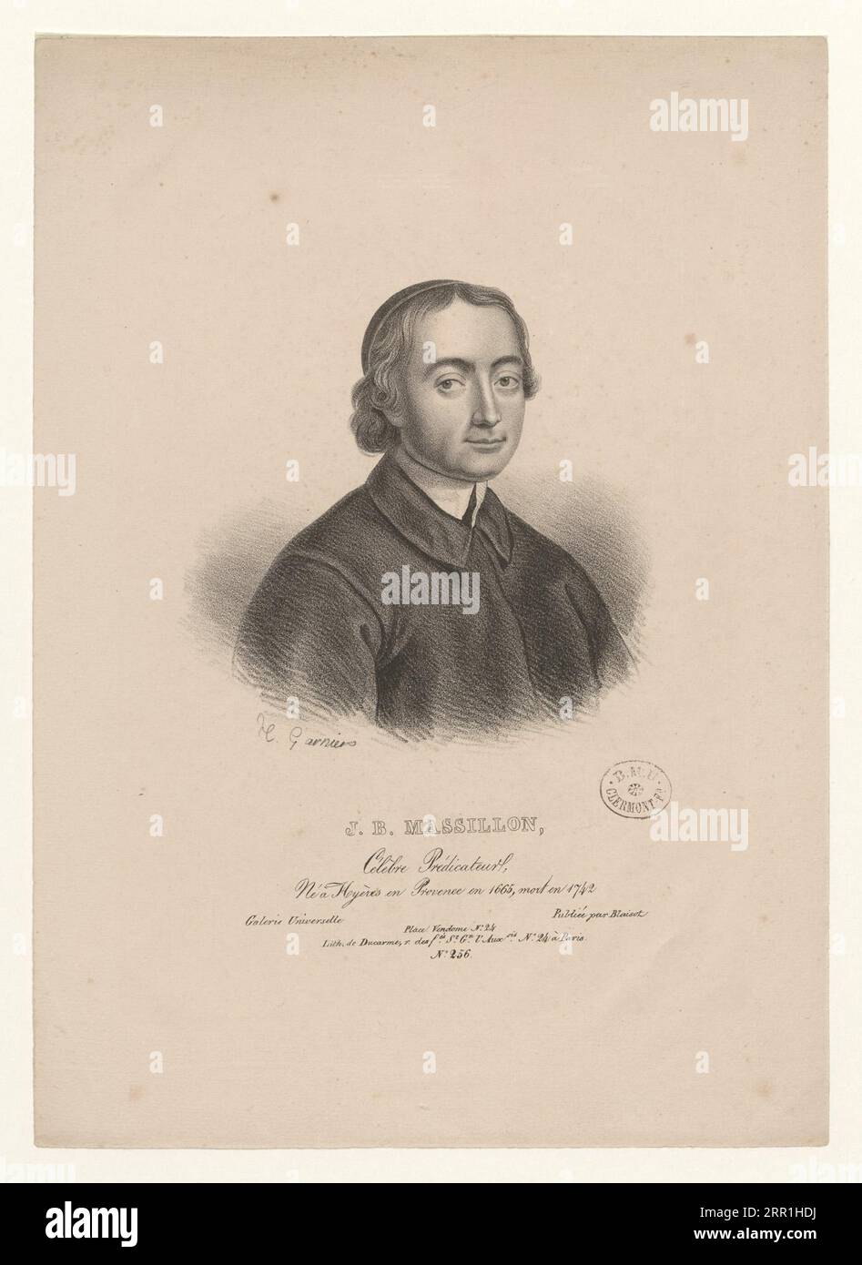 J.B. Massillon, célèbre Président, né à Hyères en Provence en 1655, mort en 1742 BOYER 1692 by Hippolyte-Louis Garnier Banque D'Images