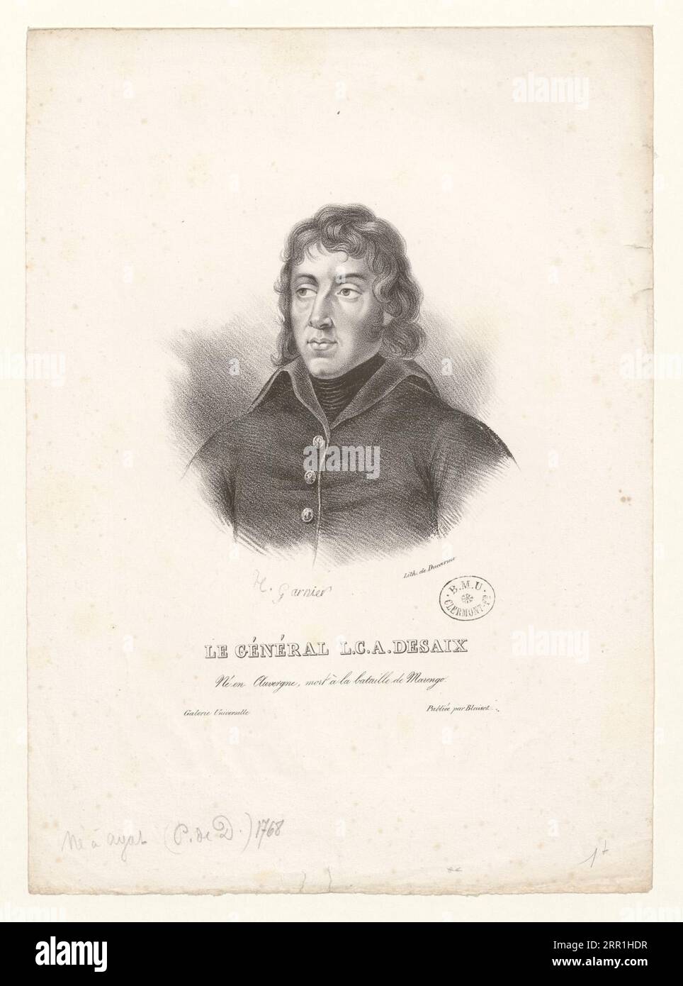 Le général L.C.A. Desaix : né en Auvergne, mort à la bataille de Marengo BOYER 724 par Hippolyte-Louis Garnier Banque D'Images