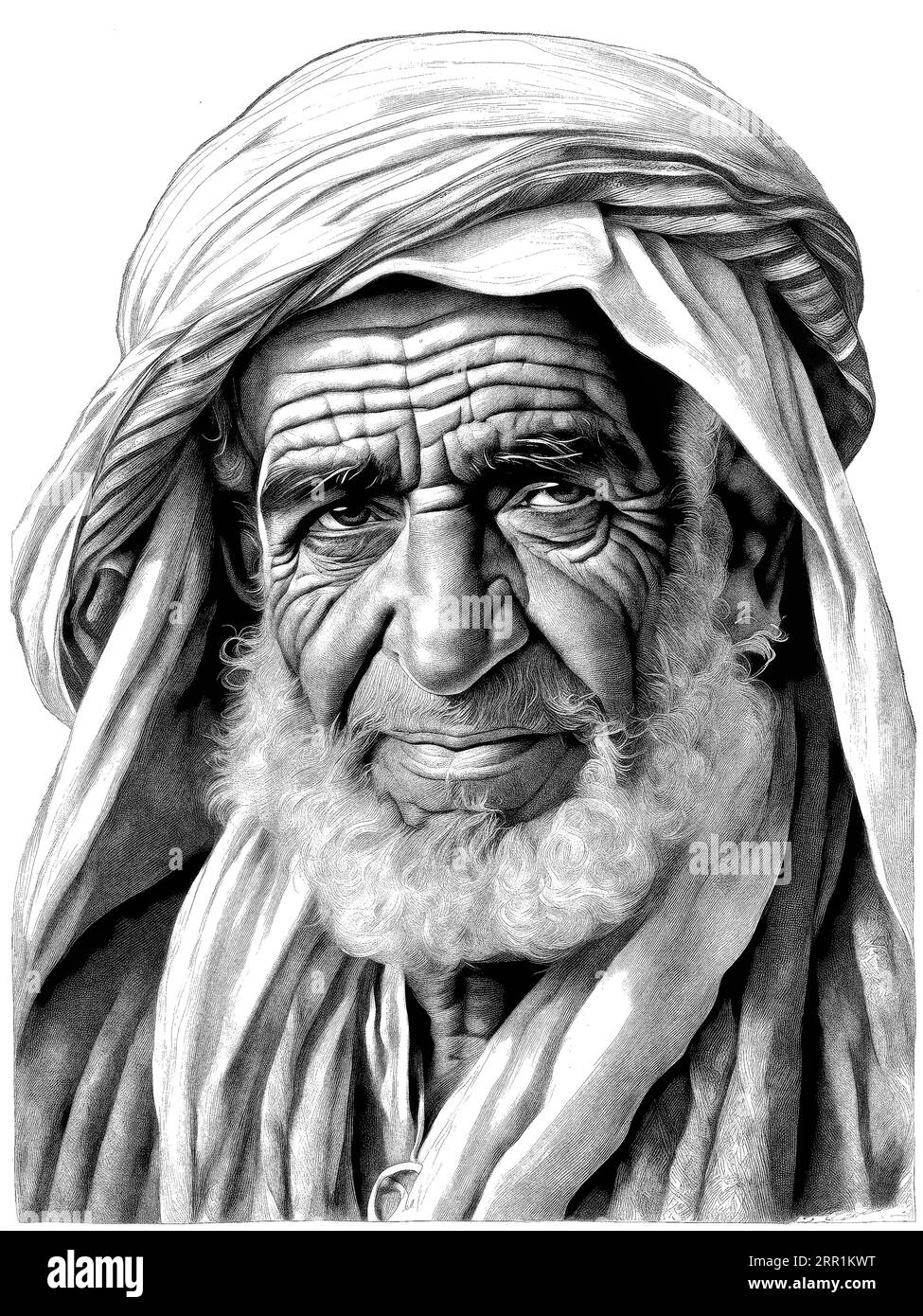 Portrait du vieil homme bédouin Illustration de Vecteur