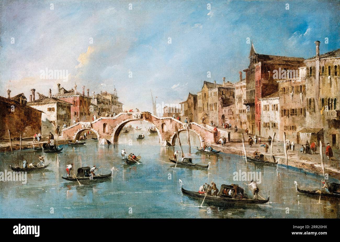 Francesco Guardi, vue sur le canal Cannaregio, Venise, peinture de paysage à l'huile sur toile, 1775-1780 Banque D'Images