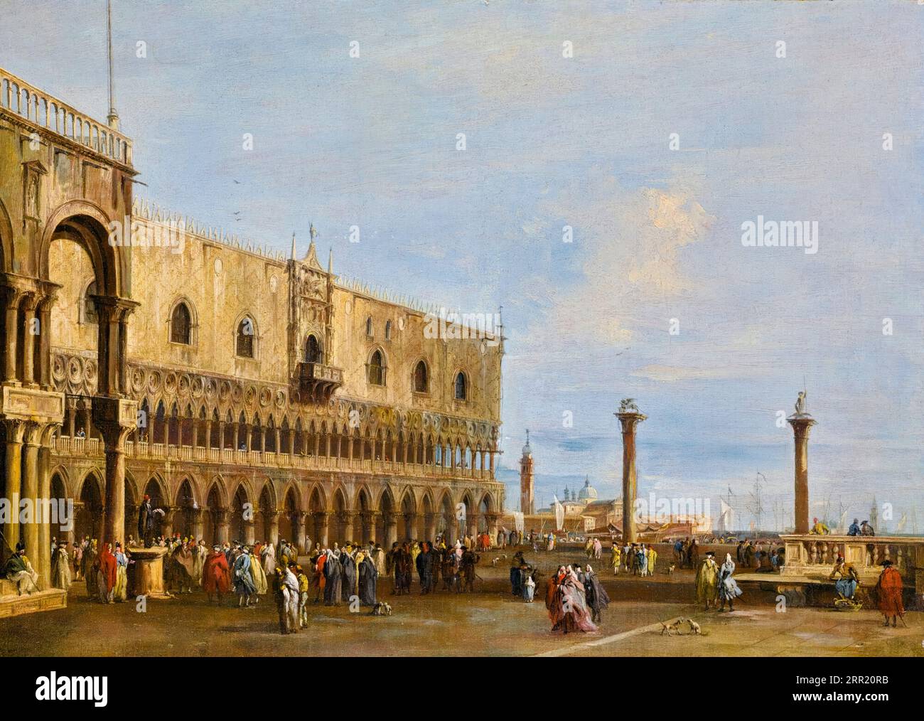 Francesco Guardi, Venise, Une vue de la Piazzetta vers le sud avec le Palazzo Ducale, peinture à l'huile sur toile, 1755-1760 Banque D'Images