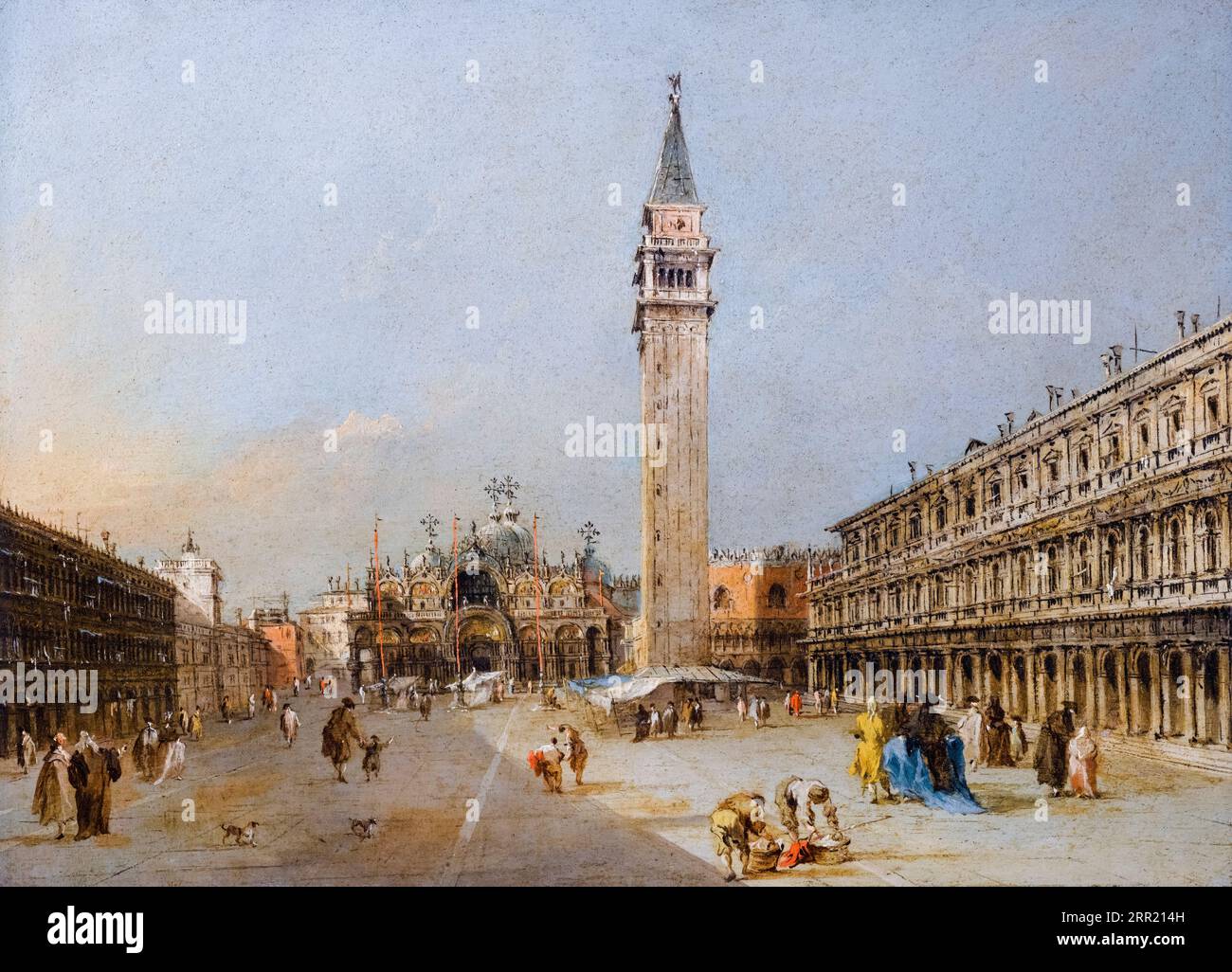 La Piazza San Marco avec la Basilique et Campanile, peinture de paysage à l'huile sur panneau par Francesco Guardi, 1775-1785 Banque D'Images