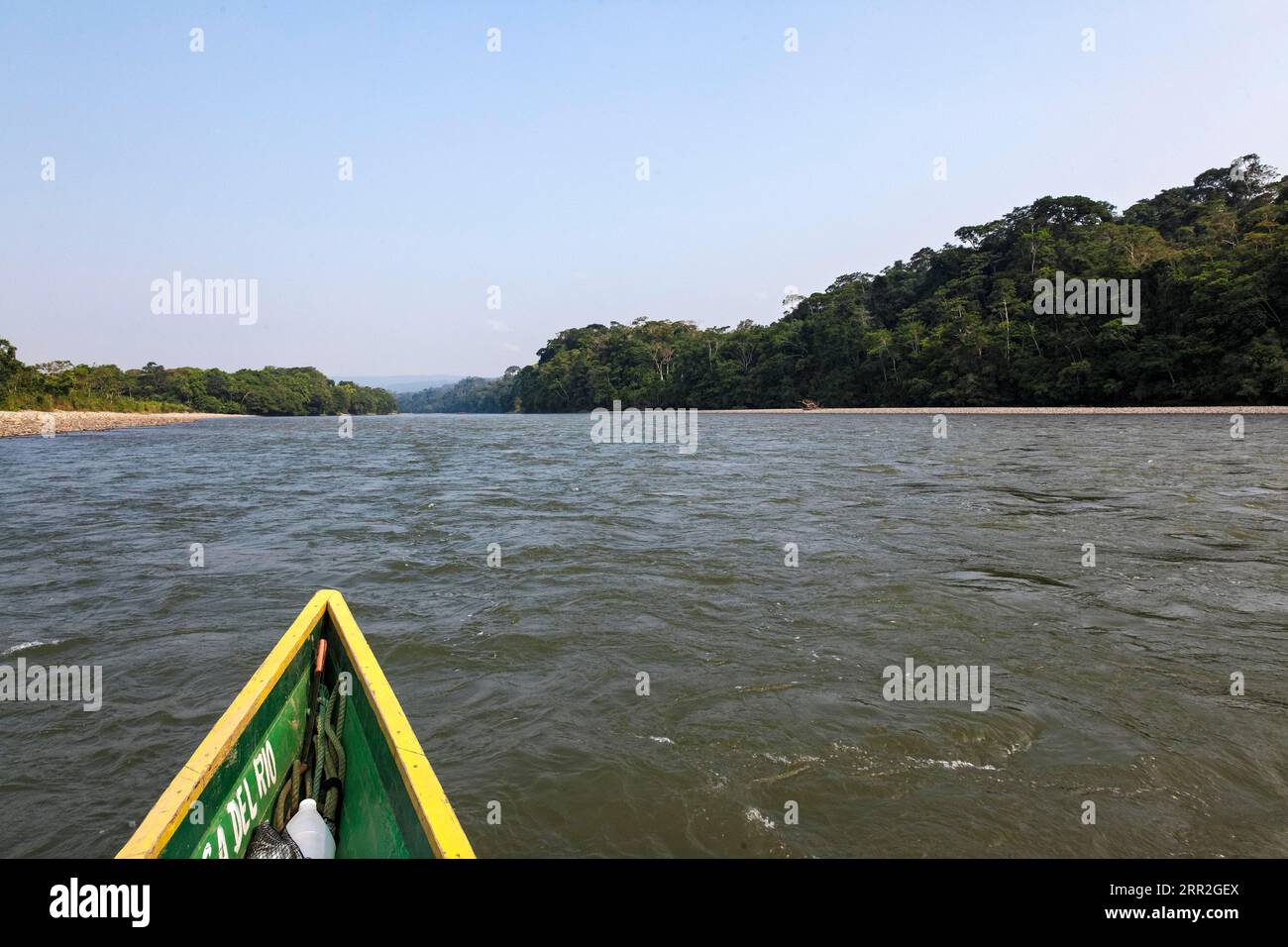 Bateau sur le Rio Napo, Équateur Banque D'Images