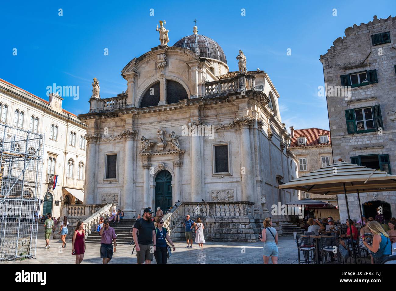 Façade de l'église St Blaise (Crkva sv. Vlaho) sur la place Luza dans la vieille ville fortifiée de Dubrovnik sur la côte dalmate de Croatie Banque D'Images