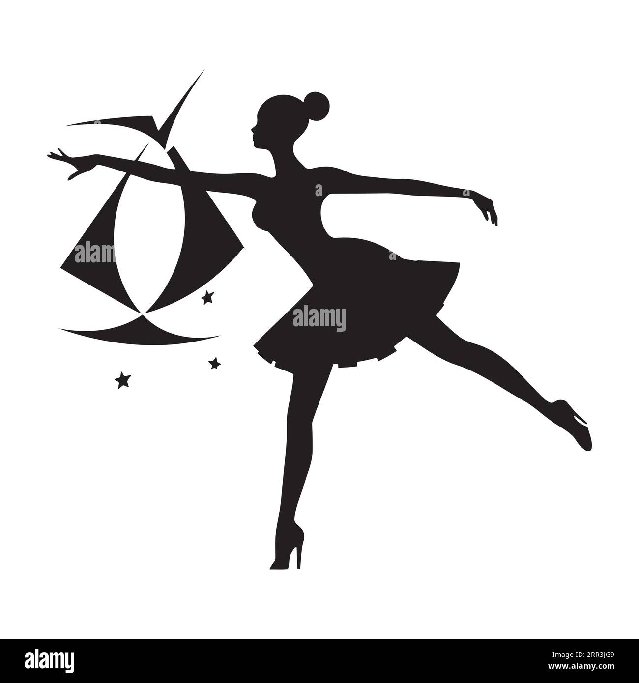 silhouette vectorielle isolée d'une fille dansante Illustration de Vecteur