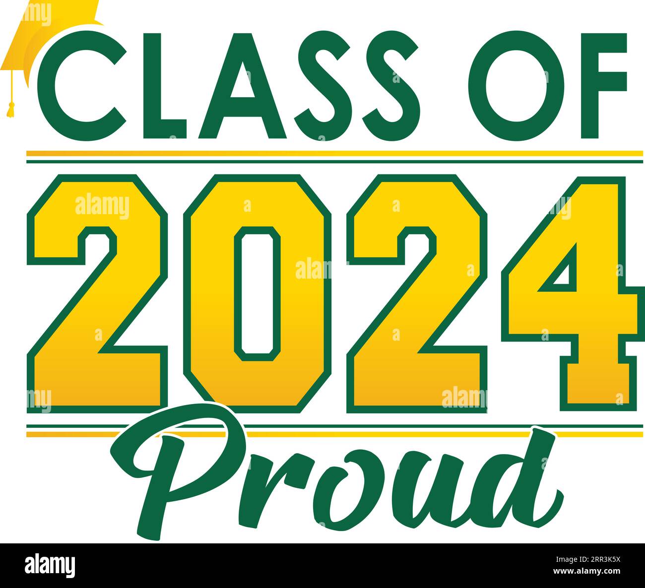 Class of 2024 PROUD logo avec casquette de graduation Illustration de Vecteur