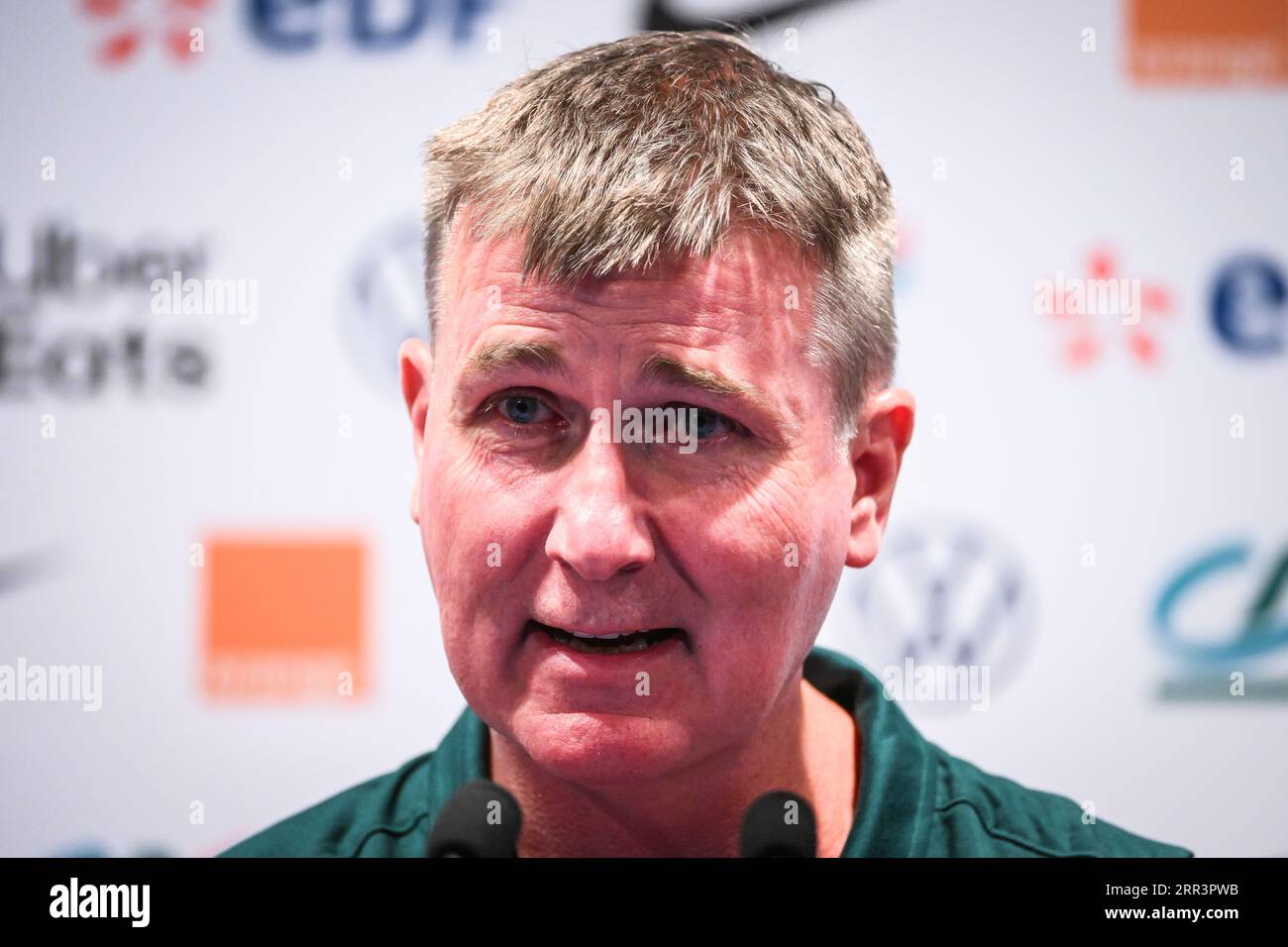 Paris, France, France. 6 septembre 2023. Stephen KENNY d'Irlande lors de la conférence de presse de l'équipe irlandaise avant le match des qualifications européennes de l'UEFA Euro 2024 au Parc des Princes le 06 septembre 2023 à Paris, France. (Image de crédit : © Matthieu Mirville/ZUMA Press Wire) USAGE ÉDITORIAL SEULEMENT! Non destiné à UN USAGE commercial ! Banque D'Images