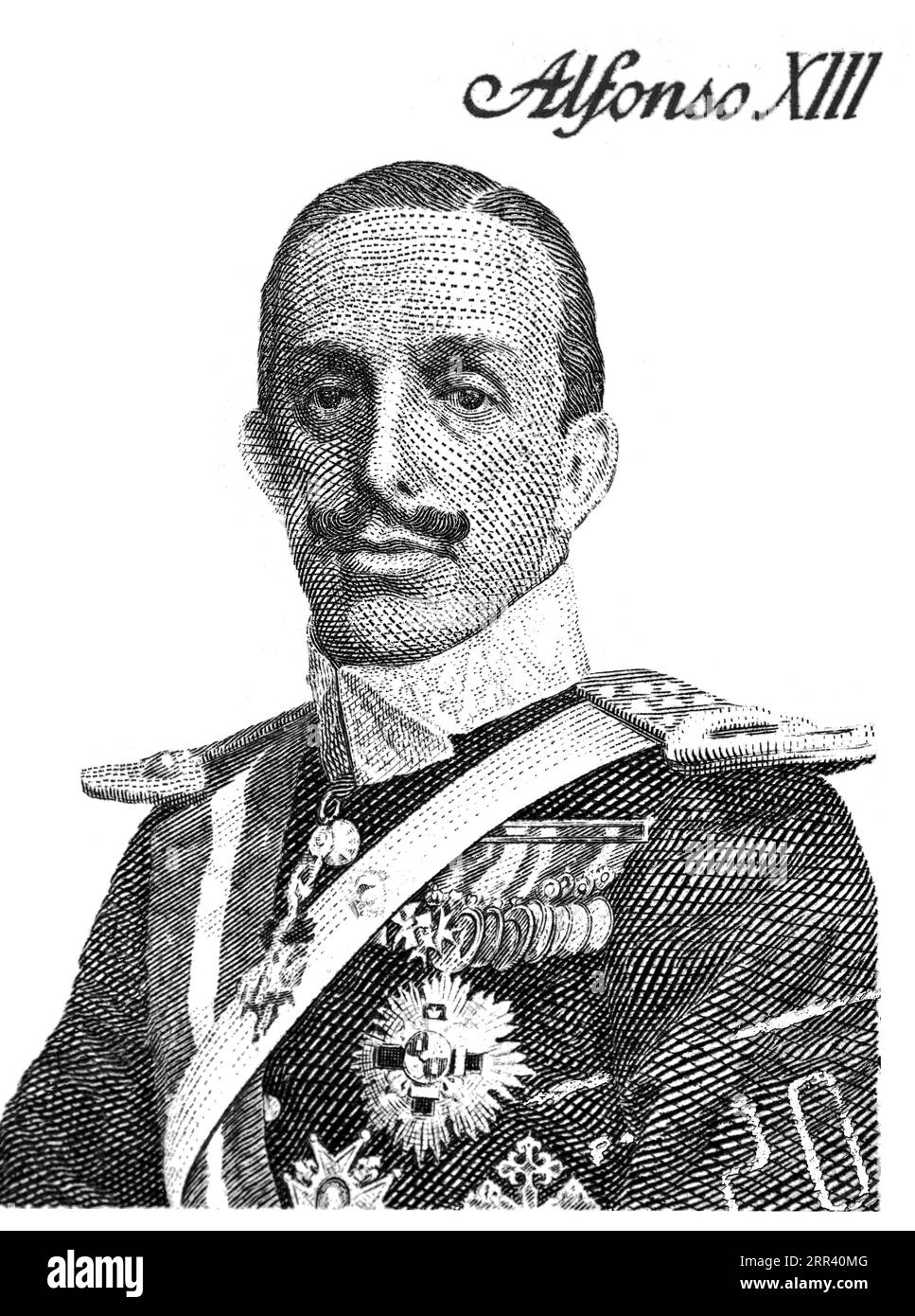 ESPAGNE - CIRCA 1978 : un timbre imprimé par l'Espagne montre le portrait d'Alphonse XIII, roi d'Espagne, série royauté et monarchies, circa 1978 Banque D'Images