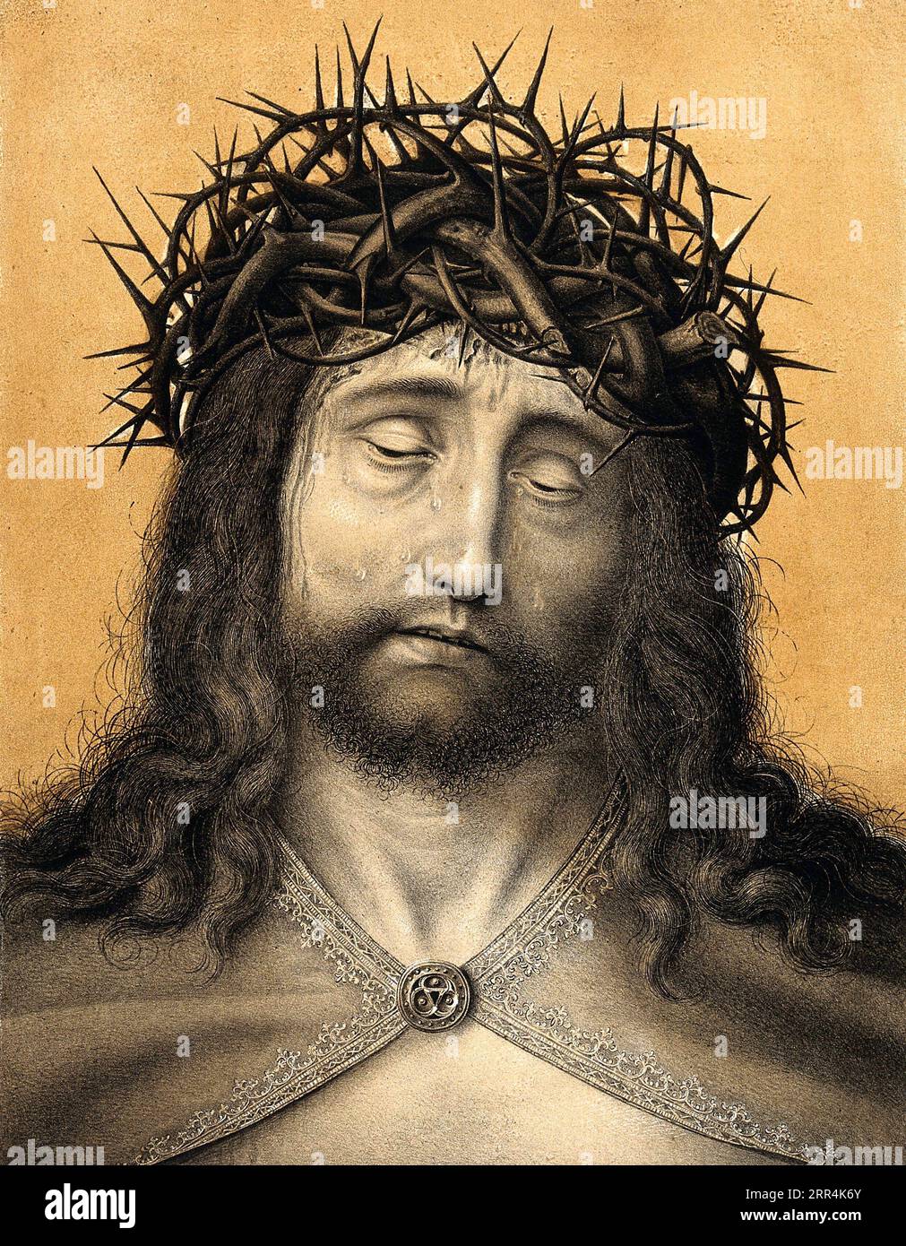 Christ comme l'homme des douleurs, lithographie couleur de N.J. Strixner de 1818, d'après Quentin Metsys Banque D'Images