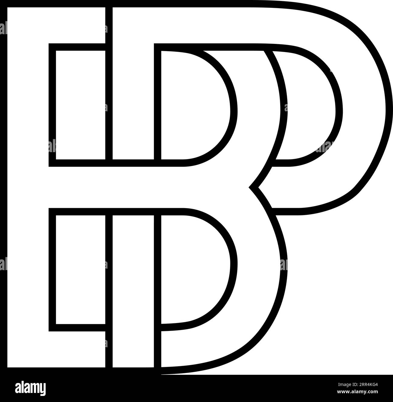 Signe logo BP, signe icône pb deux lettres entrelacées B p Illustration de Vecteur