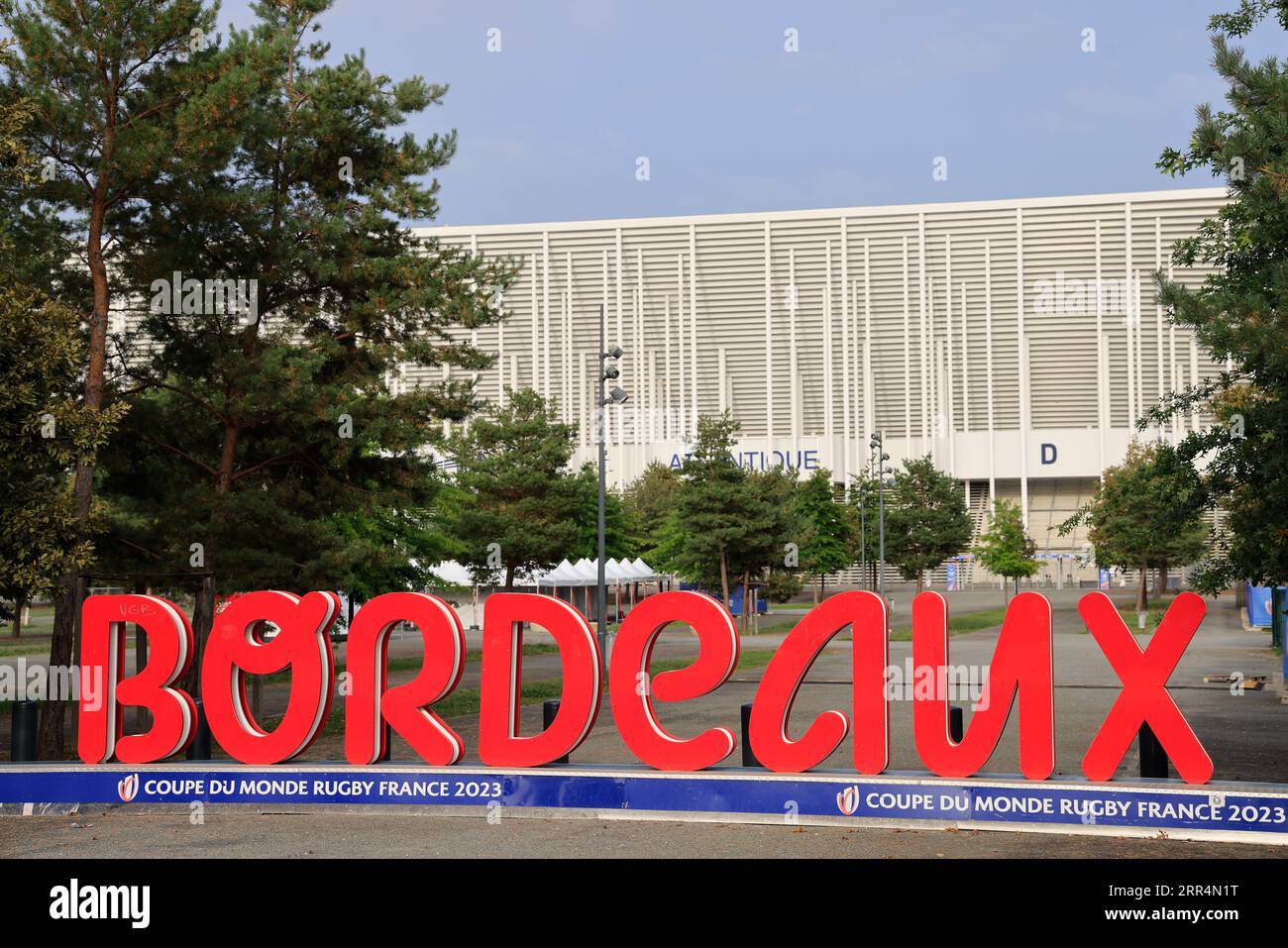 Bordeaux, France. 6 septembre 2023. Le stade multifonctionnel Matmut Atlantique de Bordeaux est prêt à accueillir 5 matches de la coupe du monde de Rugby 2023 (Irlande-Roumanie, pays de Galles-Fidji, Samoa-Chili, Afrique du Sud-Roumanie, Fidji-Géorgie). Photo de Hugo Martin Alamy Live News. Banque D'Images