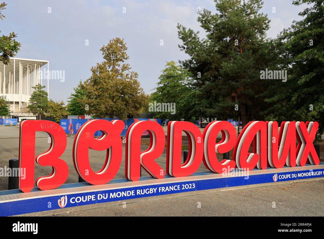 Bordeaux, France. 6 septembre 2023. Le stade multifonctionnel Matmut Atlantique de Bordeaux est prêt à accueillir 5 matches de la coupe du monde de Rugby 2023 (Irlande-Roumanie, pays de Galles-Fidji, Samoa-Chili, Afrique du Sud-Roumanie, Fidji-Géorgie). Photo de Hugo Martin Alamy Live News. Banque D'Images