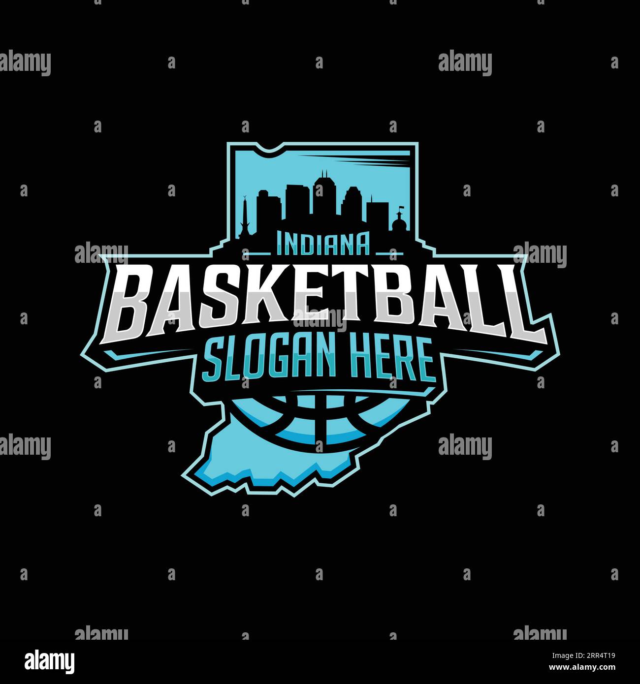 Emblème du logo de l'équipe Indiana Basketball dans un style moderne avec fond noir. Illustration vectorielle Illustration de Vecteur