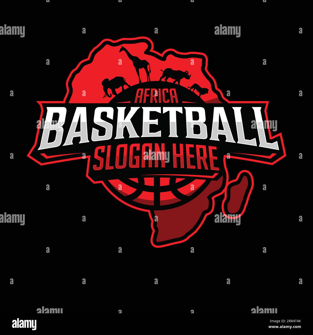 Emblème de logo de l'équipe de basket-ball d'Afrique dans un style moderne avec fond noir. Illustration vectorielle Illustration de Vecteur