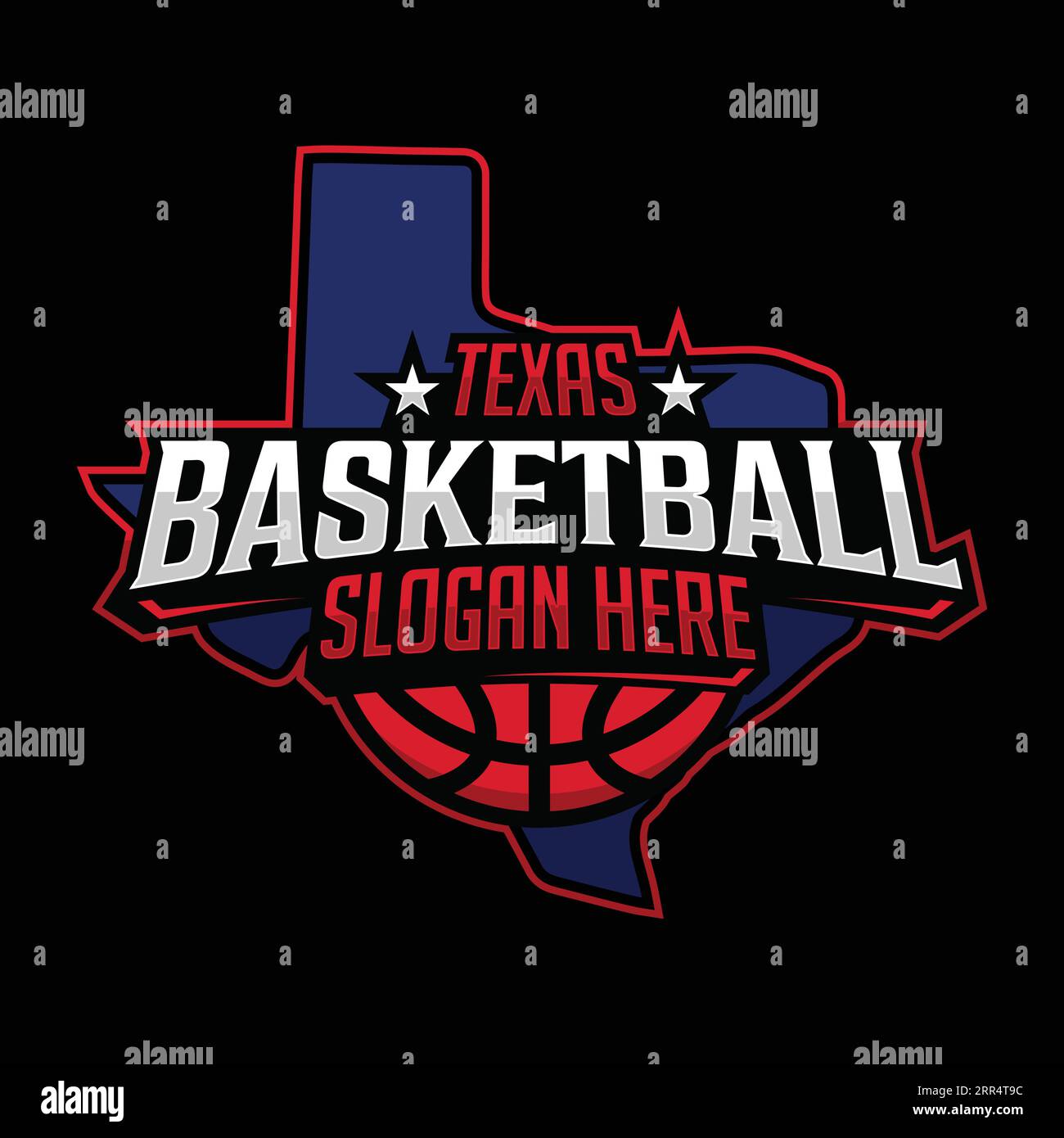 Emblème du logo de l'équipe de Texas Basketball dans un style moderne avec fond noir. Illustration vectorielle Illustration de Vecteur