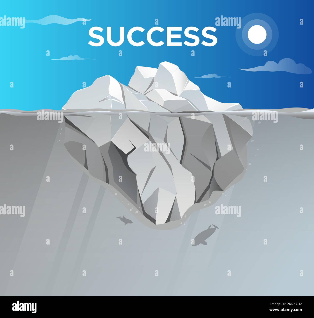 Iceberg concept métaphore pour les aspects visibles et cachés du succès - stock Illustration AS EPS 10 Illustration de Vecteur