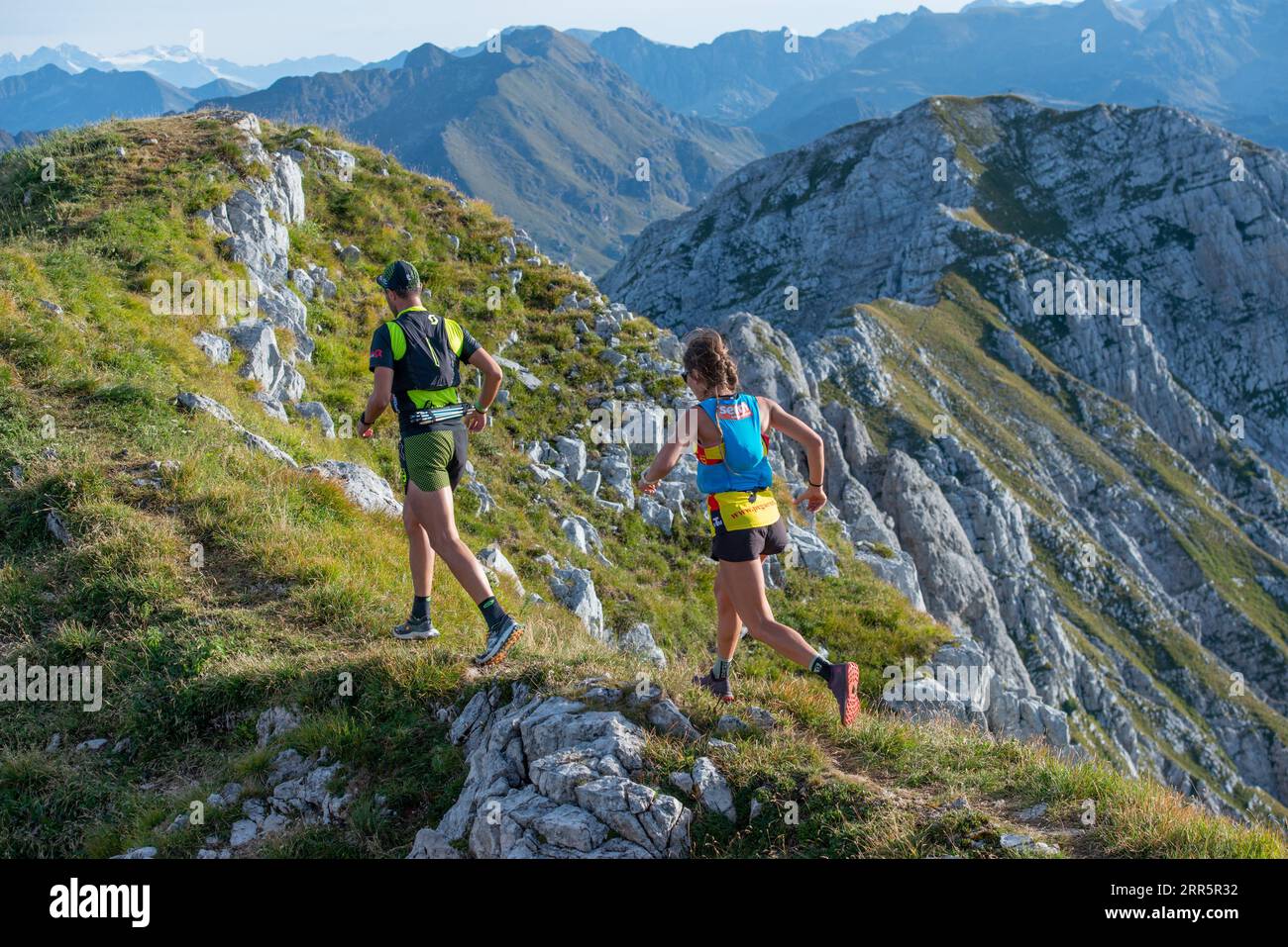 Serina Italie 3 septembre 2023 : course de montagne dangereuse pour les athlètes hautement entraînés physiquement et psychologiquement Banque D'Images