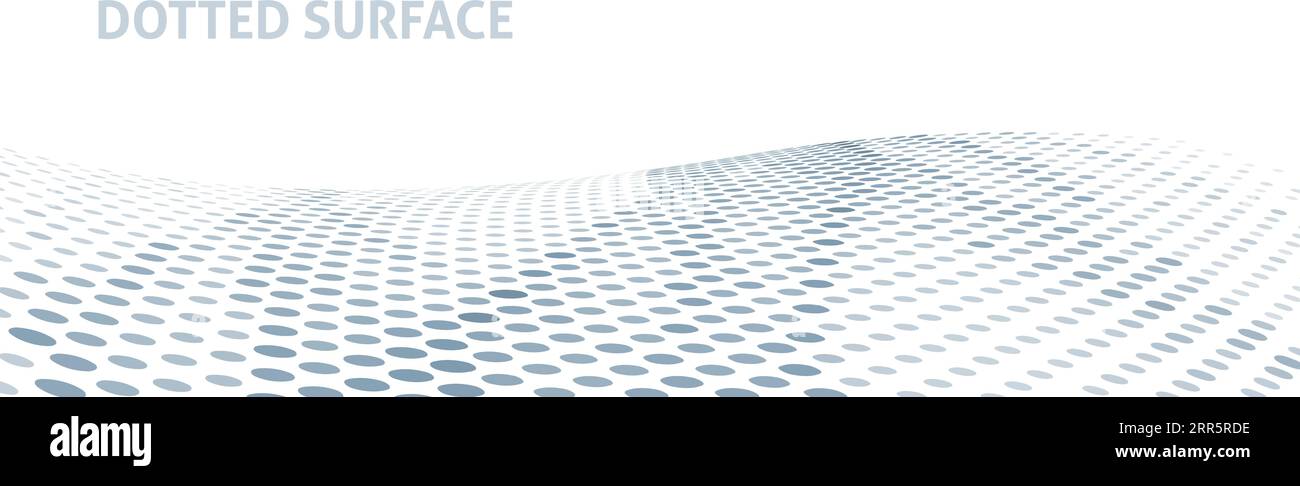 Surface ondulée pointillée abstraite avec effet de demi-teinte. Motif graphique vectoriel large Illustration de Vecteur