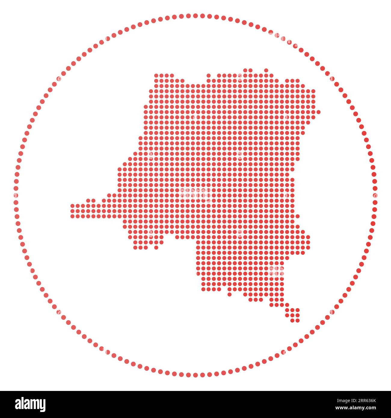 Badge numérique avec une carte en pointillés de la République démocratique du Congo dans un cercle. Illustration de Vecteur