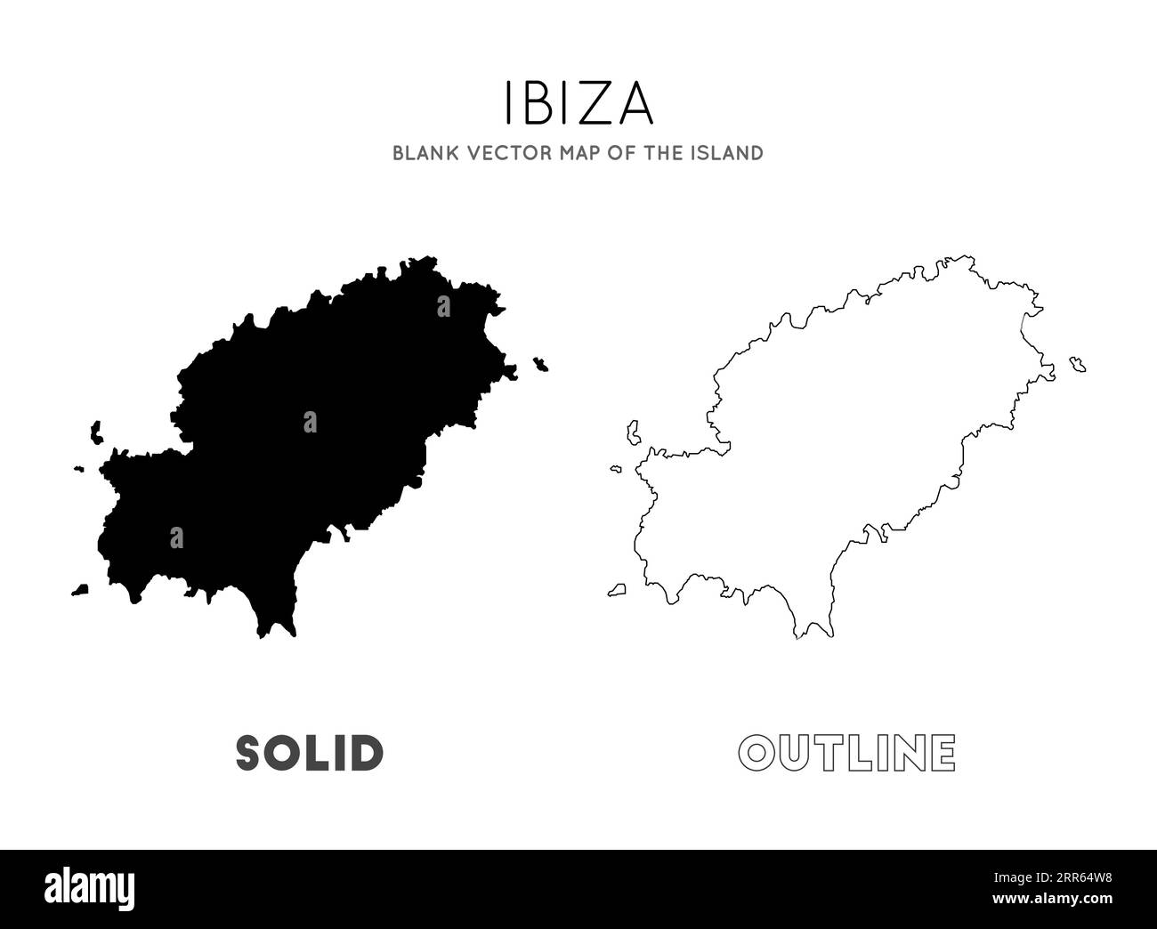 Carte Ibiza. Carte vectorielle vierge de l'île. Frontières d'Ibiza pour votre infographie. Illustration vectorielle. Illustration de Vecteur