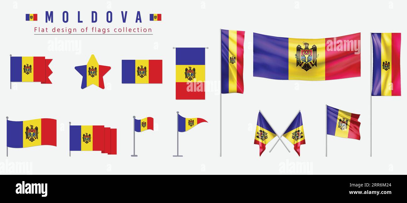 Drapeau de Moldavie, conception plate de la collection de drapeaux Illustration de Vecteur