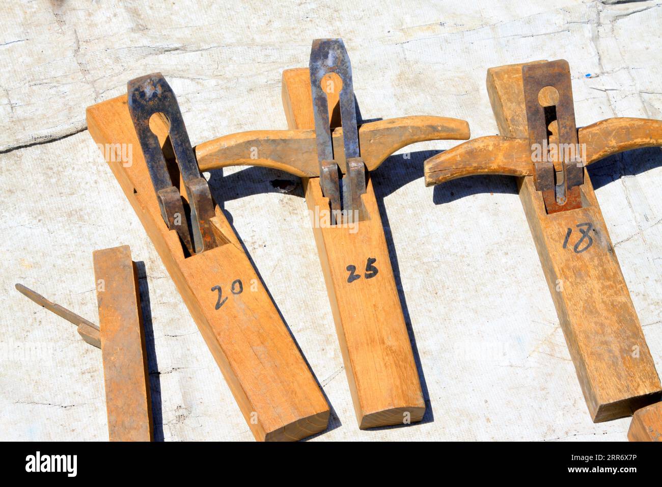 Outil de rabotage traditionnel de travail du bois de la Chine, gros plan de la photo Banque D'Images