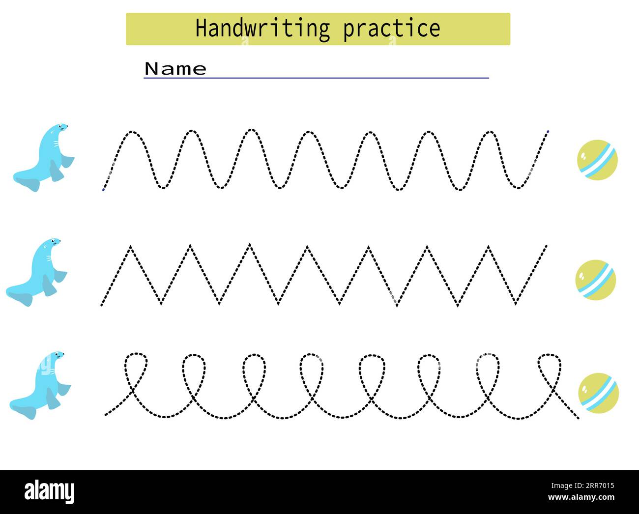 Tracer des lignes pour les enfants développement de boule de phoque de fourrure pratique l'écriture manuscrite pour les enfants. vecteur Illustration de Vecteur