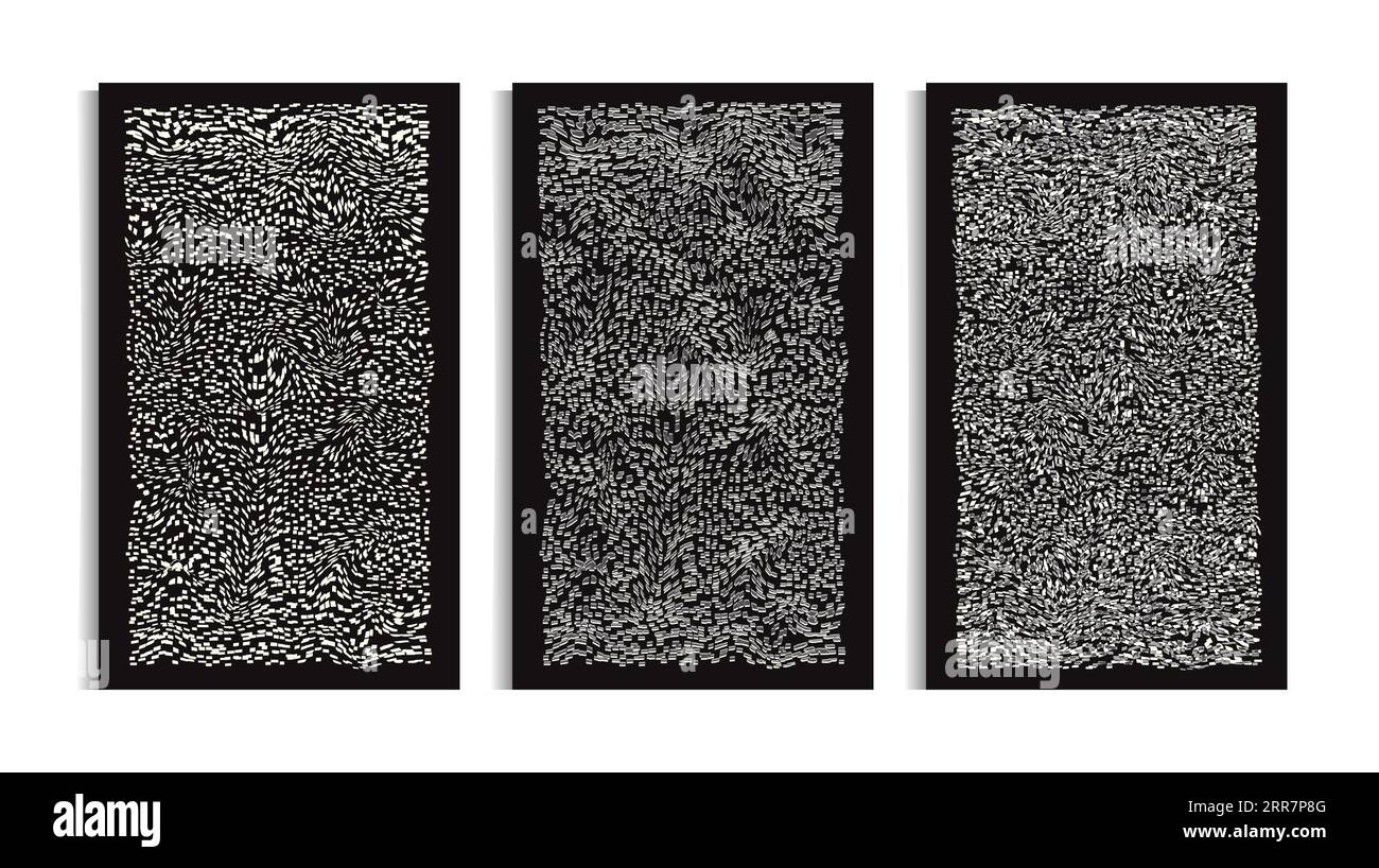 Abstrait Warped backgrounds collection Optical illusion posters effet Domino Noir et blanc risographe esthétique formes torsadées courbes Vector illustr Illustration de Vecteur