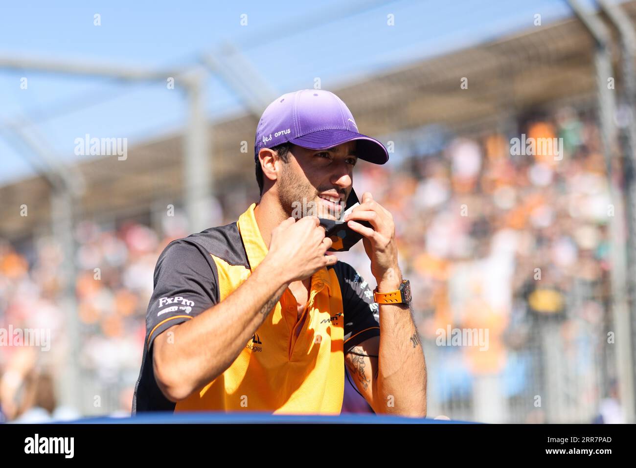 MELBOURNE, AUSTRALIE, AVRIL 10 : Daniel Ricciardo dans la parade des pilotes avant le départ du Grand Prix d'Australie de Formule 1 2022 le 10 avril 2022 Banque D'Images