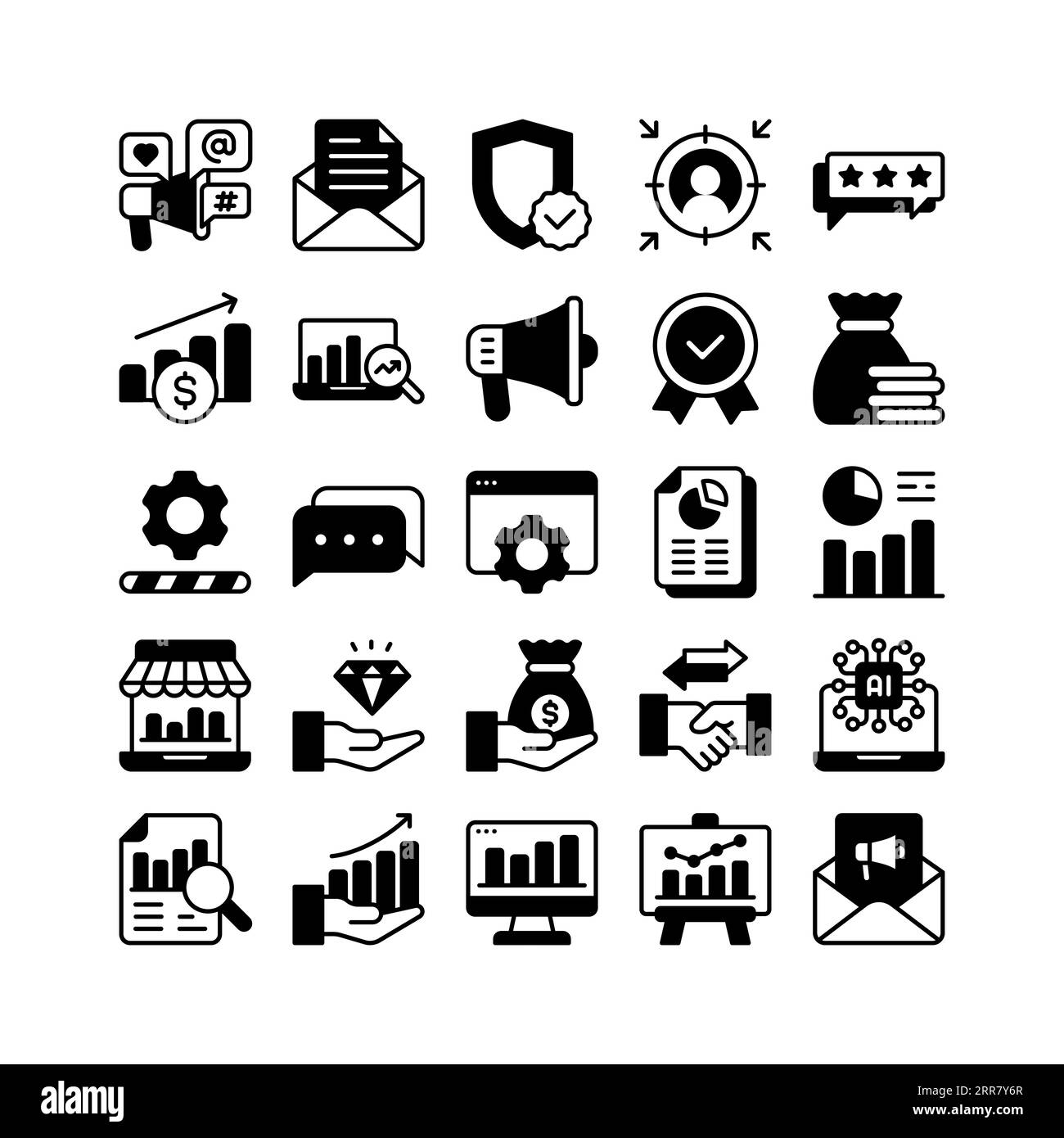 icône d'entreprise et de technologie dans le style glyphe Illustration de Vecteur