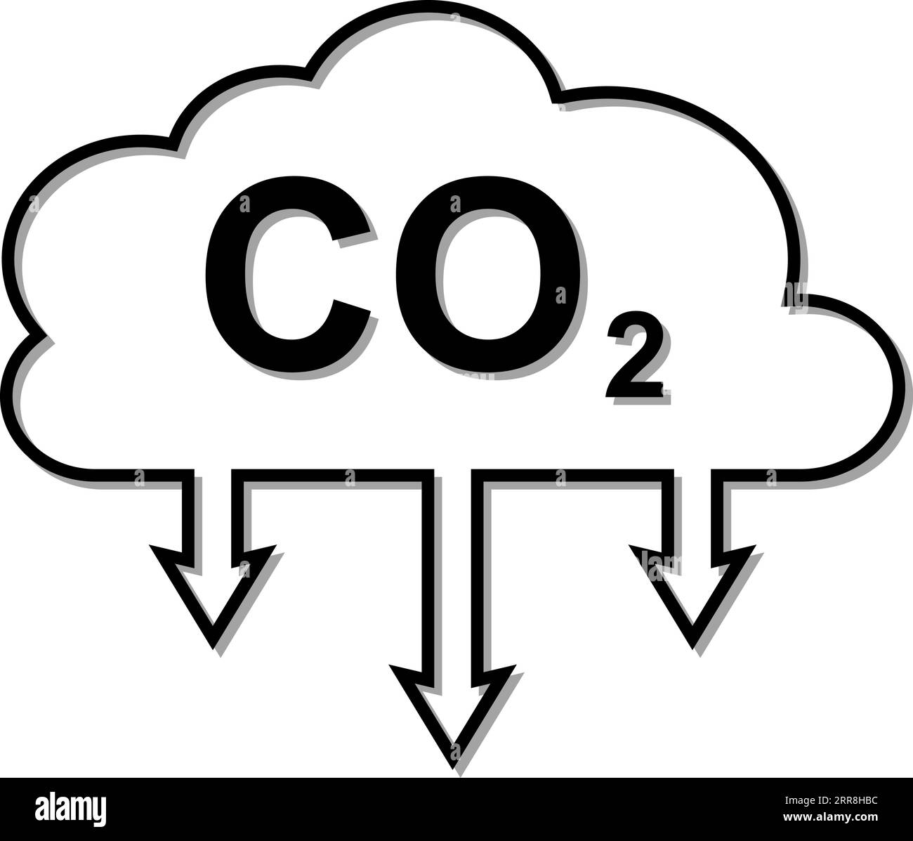 Icône émissions de dioxyde de carbone ombre de nuage de CO2 Illustration de Vecteur