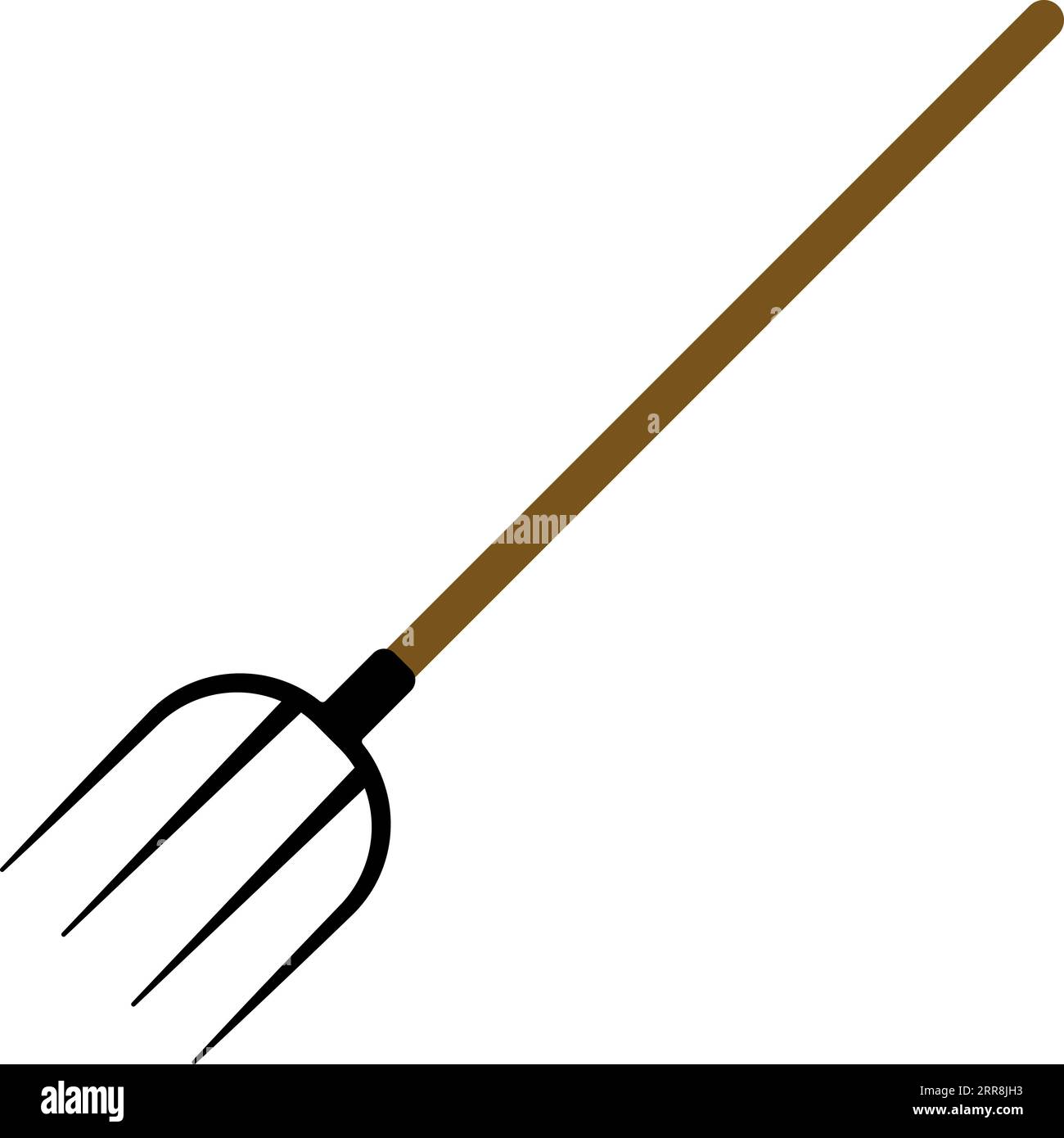 Fourche pour travaux agricoles avec du foin et de l'herbe Illustration de Vecteur