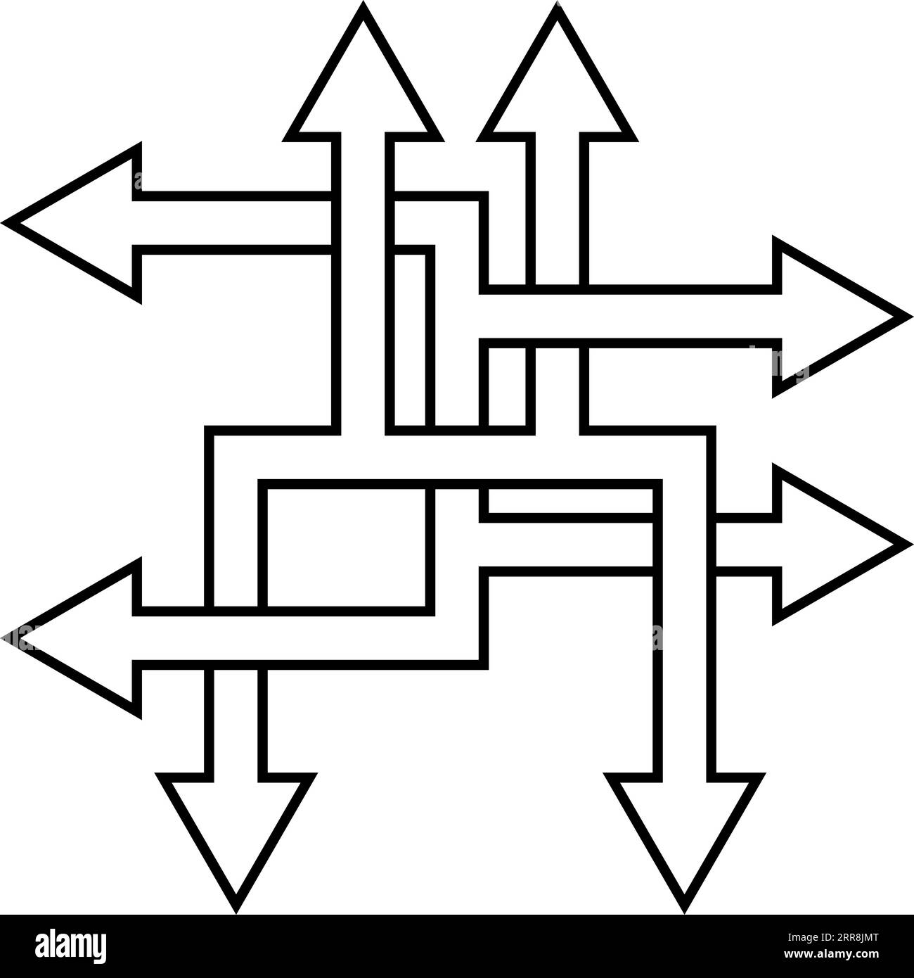 Des moyens complexes résolvent des problèmes complexes, processus d'optimisation de la direction des flèches Illustration de Vecteur