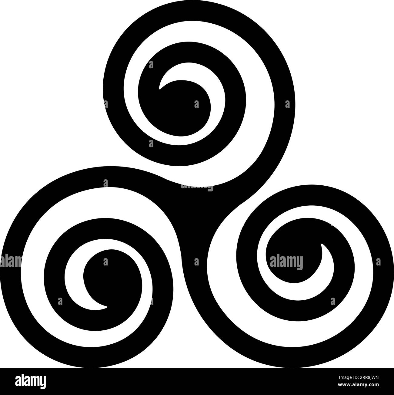 Spirales de triskélion celtique noir sur une triple hélice blanche Illustration de Vecteur
