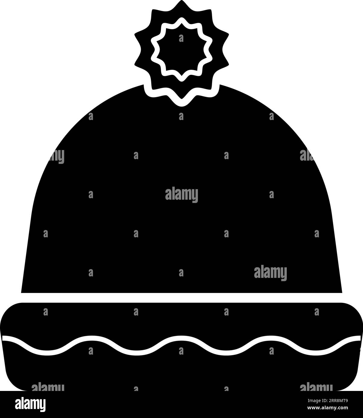Chapeau chaud d'hiver avec bonnets tricotés d'hiver en bubon Illustration de Vecteur