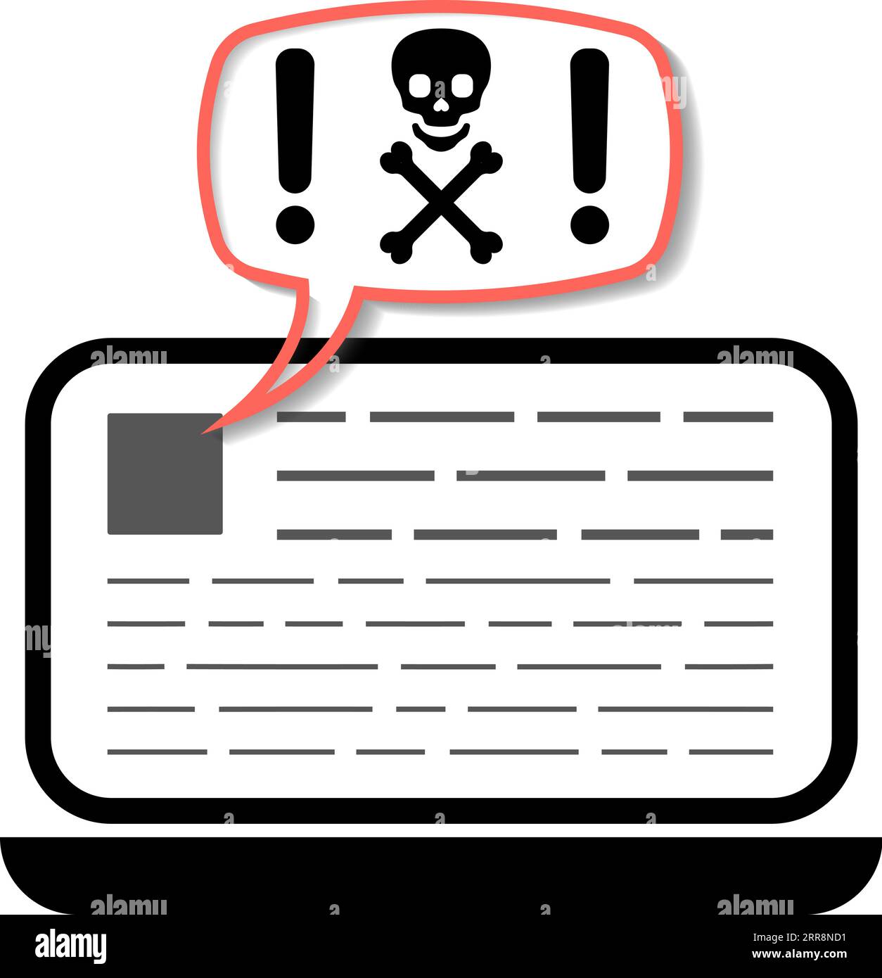 ordinateur portable avertissement malware, spam, fraude en ligne, cheval de troie ransomware virus Illustration de Vecteur
