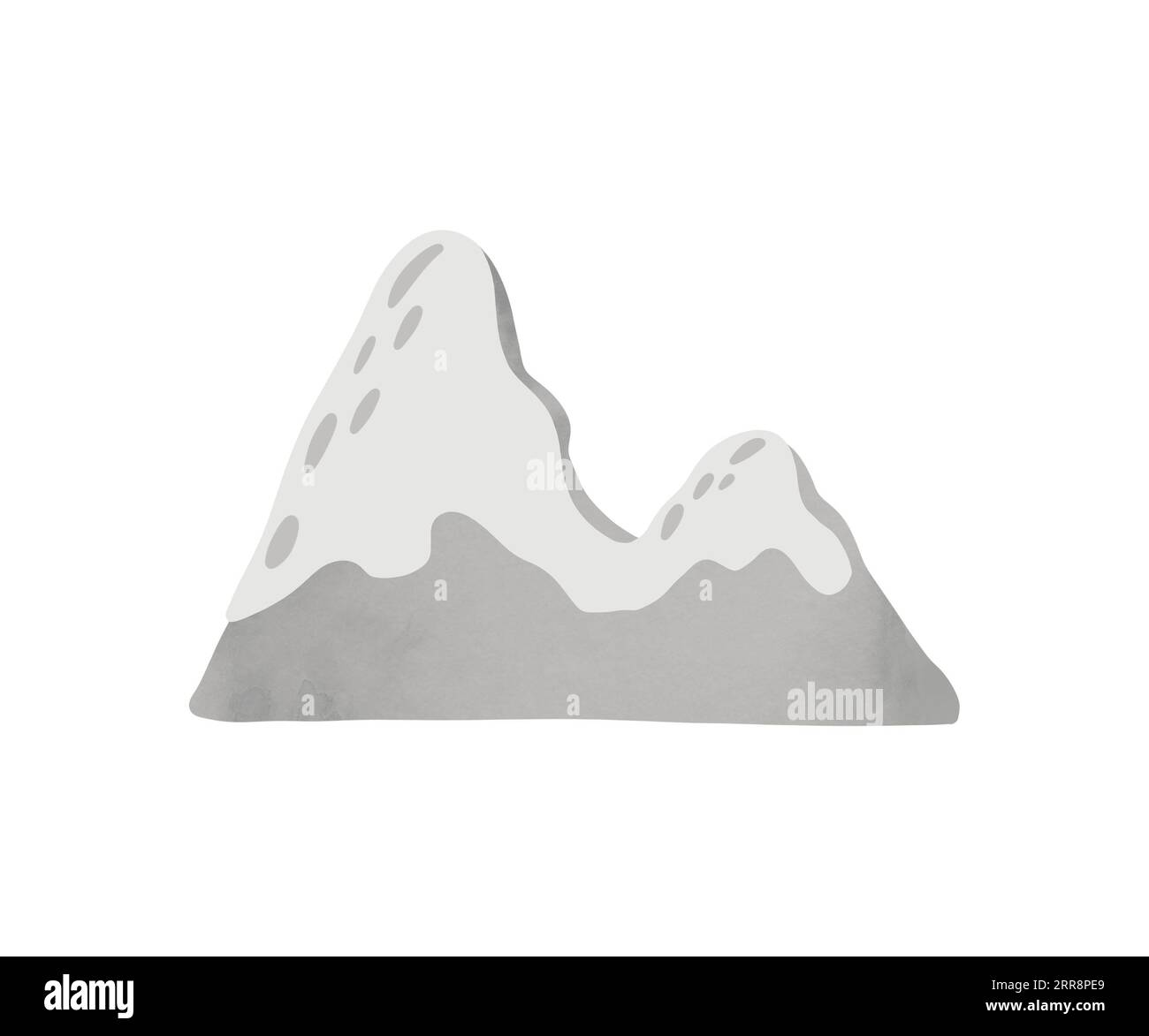 Doodle montagne dans le style scandinave. Colline avec neige. Illustration numérique pour enfants dessinés à la main. Papier peint pour enfants. Paysage de montagne, conception de chambre de bébé Banque D'Images