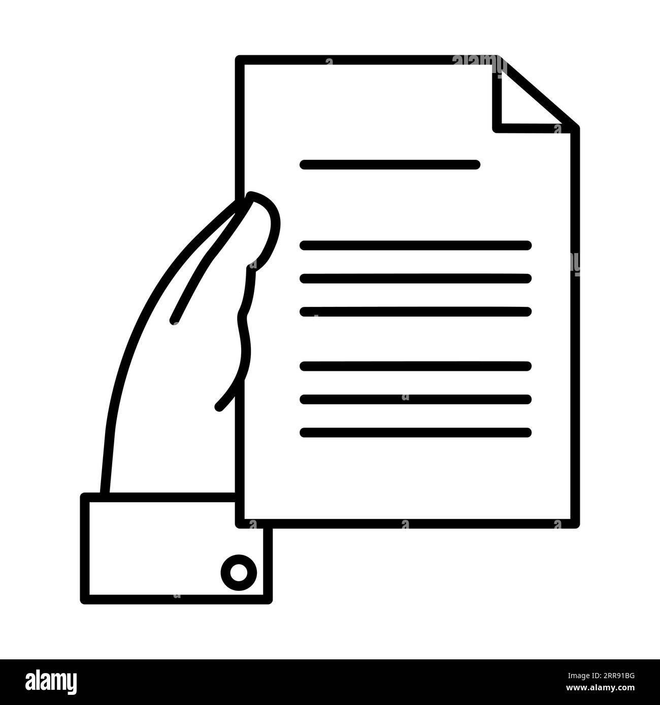 Main tenant le contrat papier imprimé isolé sur blanc Illustration de Vecteur