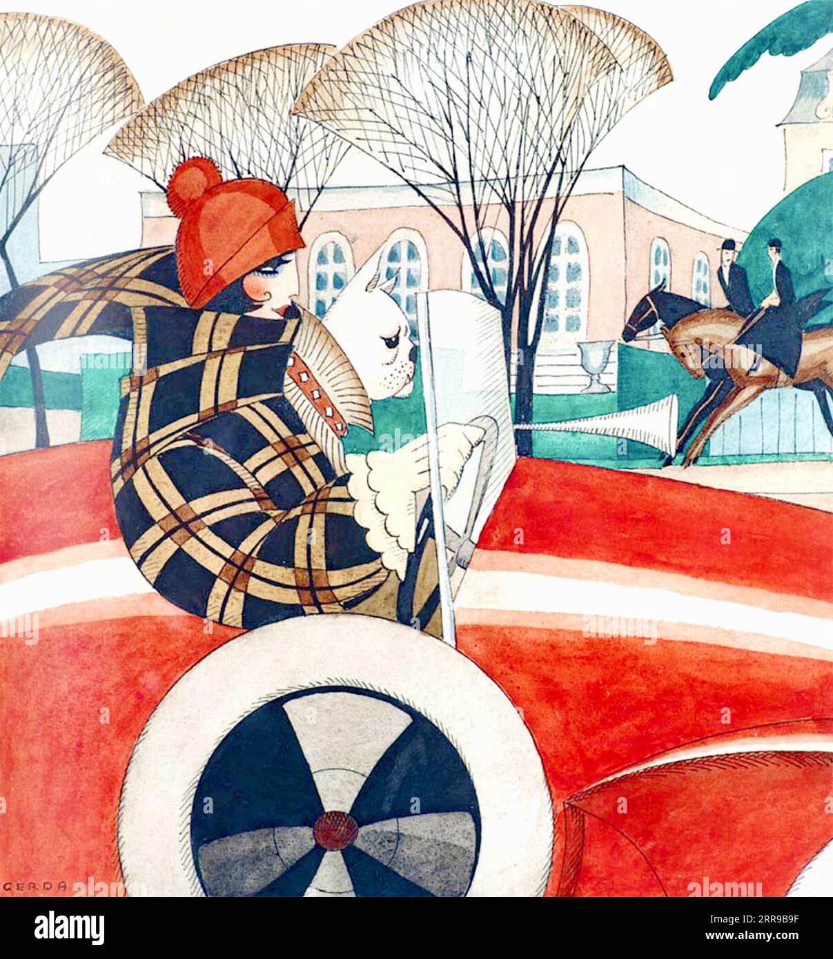 Gerda Wegener - fille et Carpe dans l'automobile - c1927 Banque D'Images