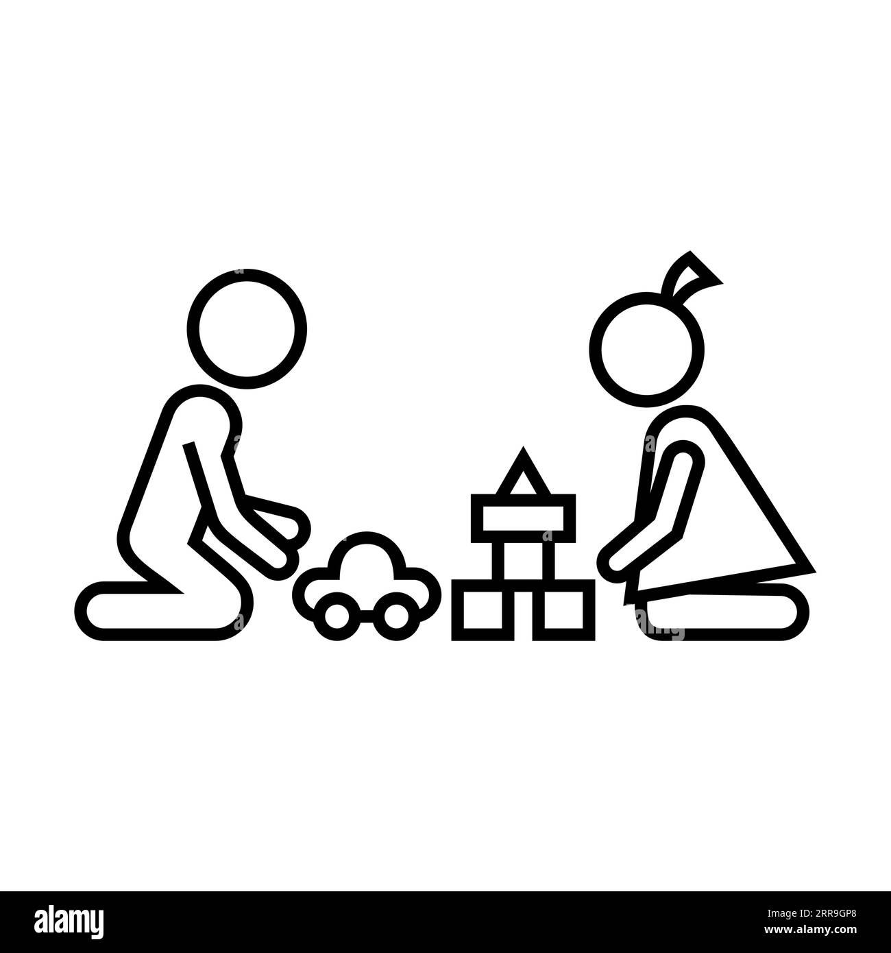 Garçon et fille jouant dans la salle de jeux isolé sur blanc Illustration de Vecteur