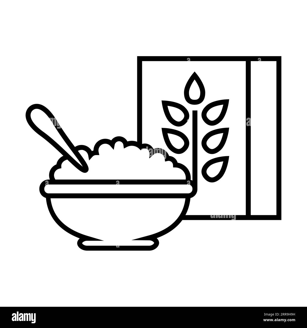 Bol de flocons d'avoine cuits isolé sur blanc Illustration de Vecteur