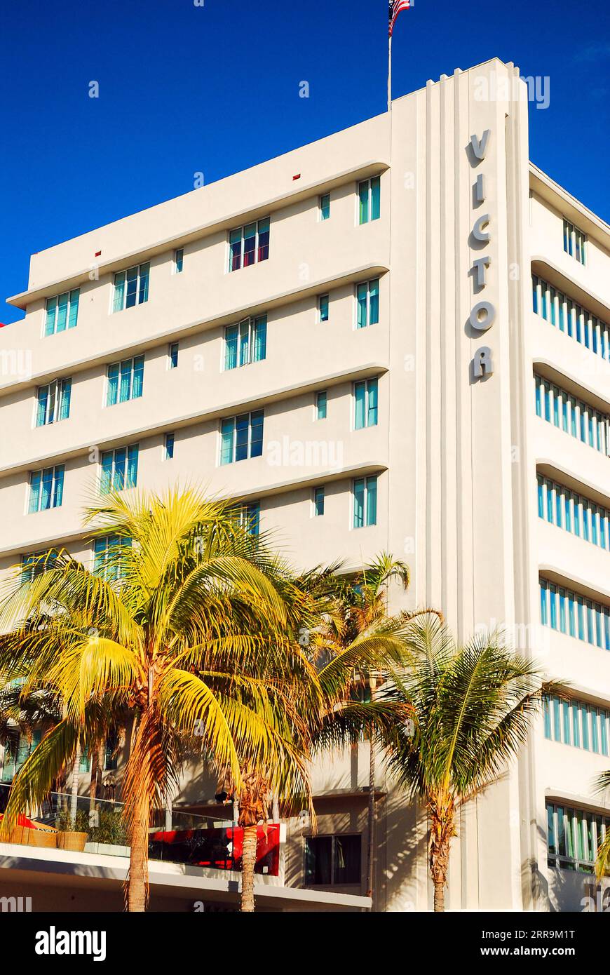 Le Victor Hotel, à Miami Beach, en Floride, est un hôtel indépendant de grande hauteur conçu dans le style Art déco Banque D'Images