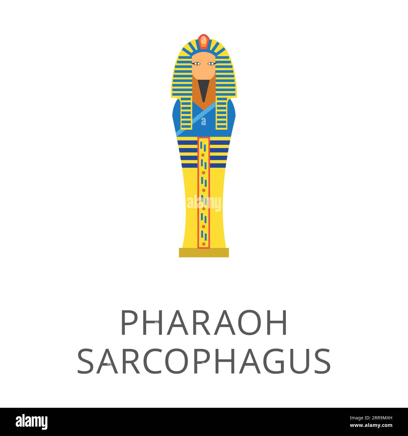 Sarcophage de pharaon égyptien isolé sur blanc Illustration de Vecteur