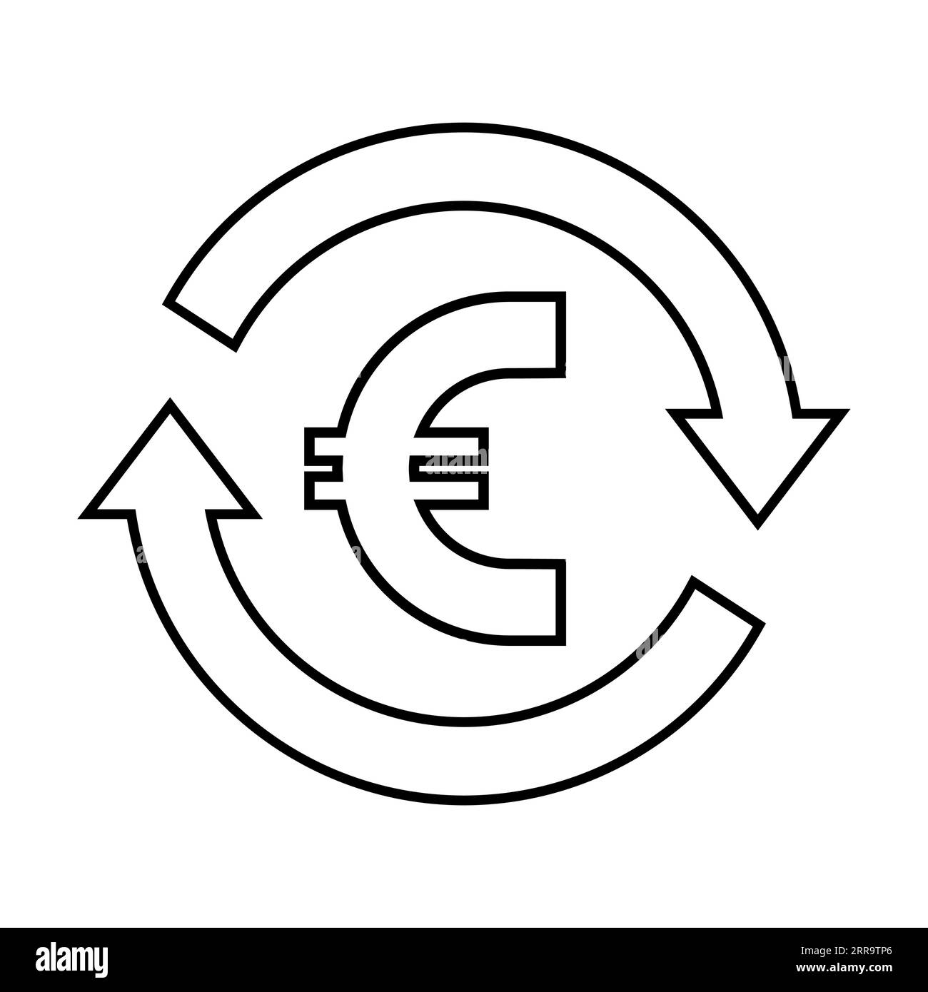 Symbole de conversion de devises en euros isolé sur blanc Illustration de Vecteur
