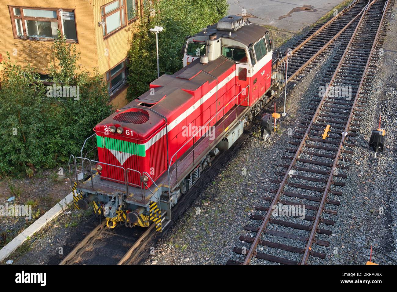 Locomotive diesel sur le chemin de fer, Finlande Banque D'Images