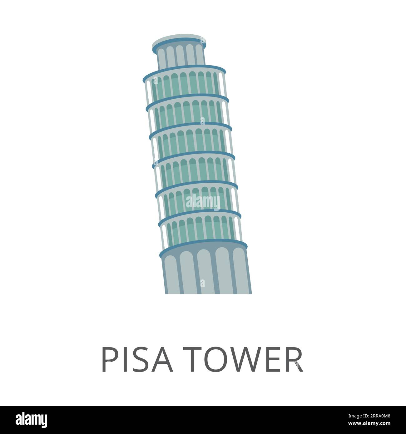 Tour penchée de Pise comme symbole italien icône vectorielle plate Illustration de Vecteur