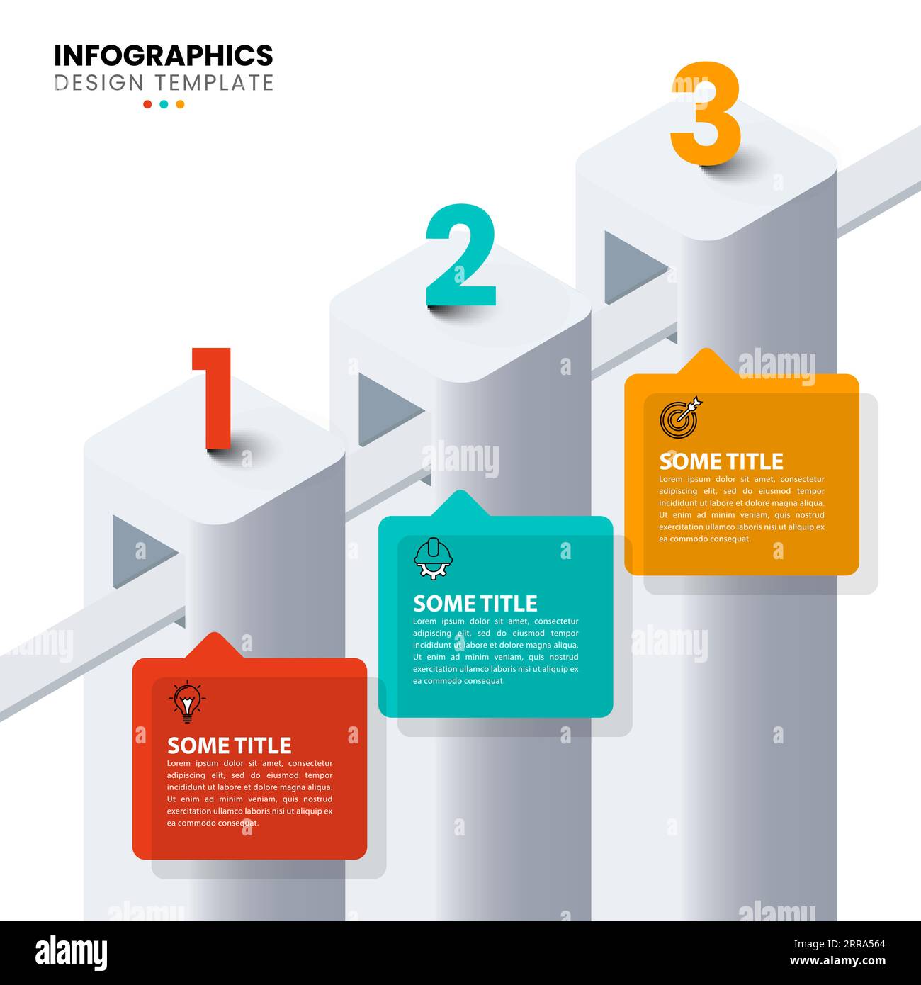 Modèle d'infographie avec icônes et 3 options ou étapes. Colonnes. Peut être utilisé pour la mise en page de flux de travail, le diagramme, la bannière, la conception Web. Illustration vectorielle Illustration de Vecteur