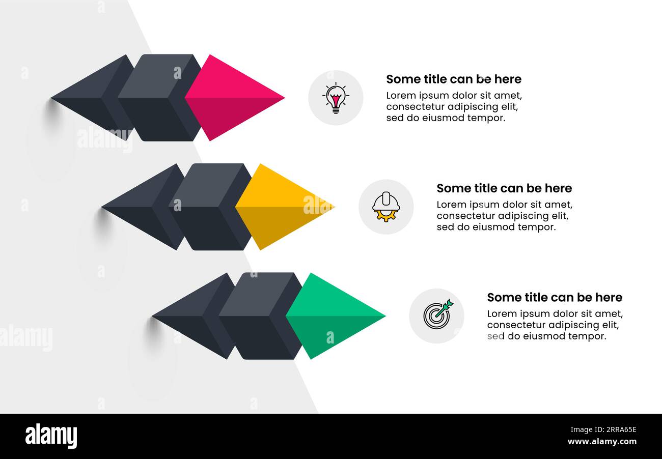 Modèle infographique avec icônes et 3 options ou étapes. Objet 3d abstrait. Peut être utilisé pour la mise en page de flux de travail, diagramme, bannière, webdesign. Vector illust Illustration de Vecteur