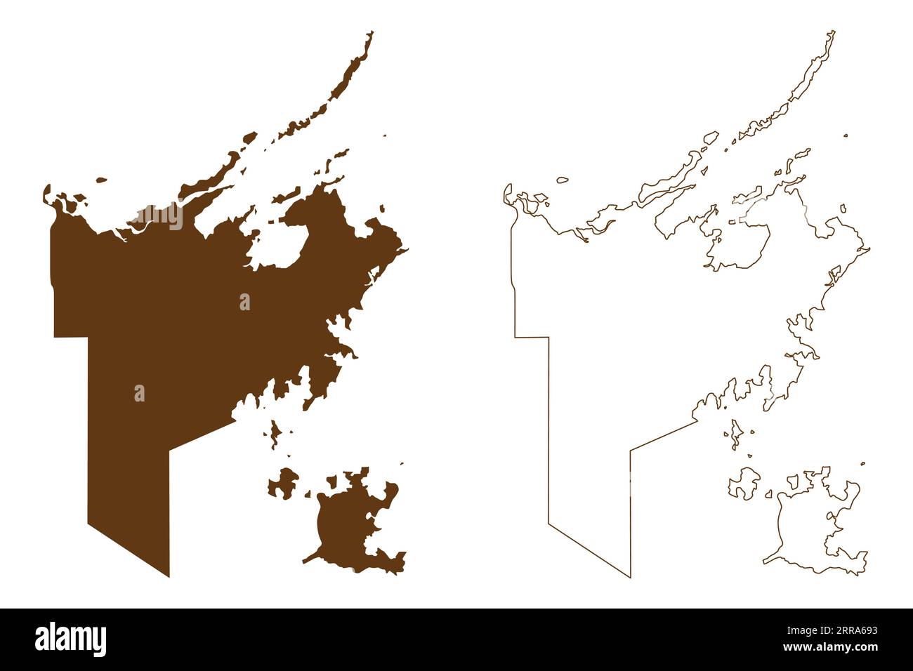 East Arnhem Region (Commonwealth of Australia, Northern Territory, NT) illustration vectorielle, carte à croquis griffonné Illustration de Vecteur