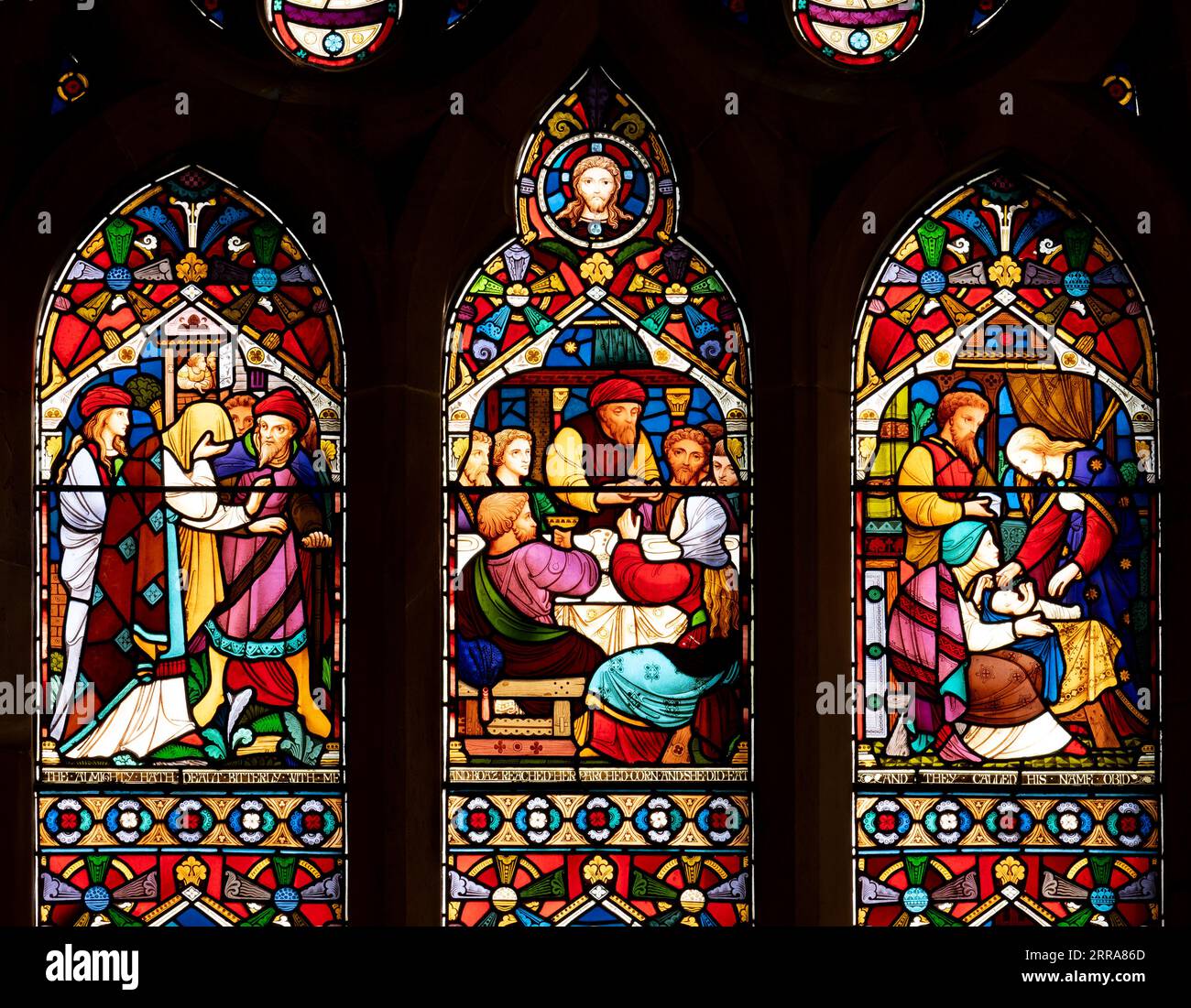 L'histoire de Ruth vitrail, All Saints Church, Allesley, West Midlands, Angleterre, ROYAUME-UNI Banque D'Images